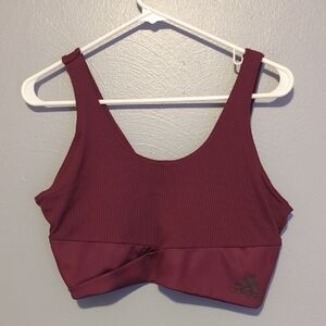 Adidas Maroon Ribbed Sports Bra Or Cropped Top Large
